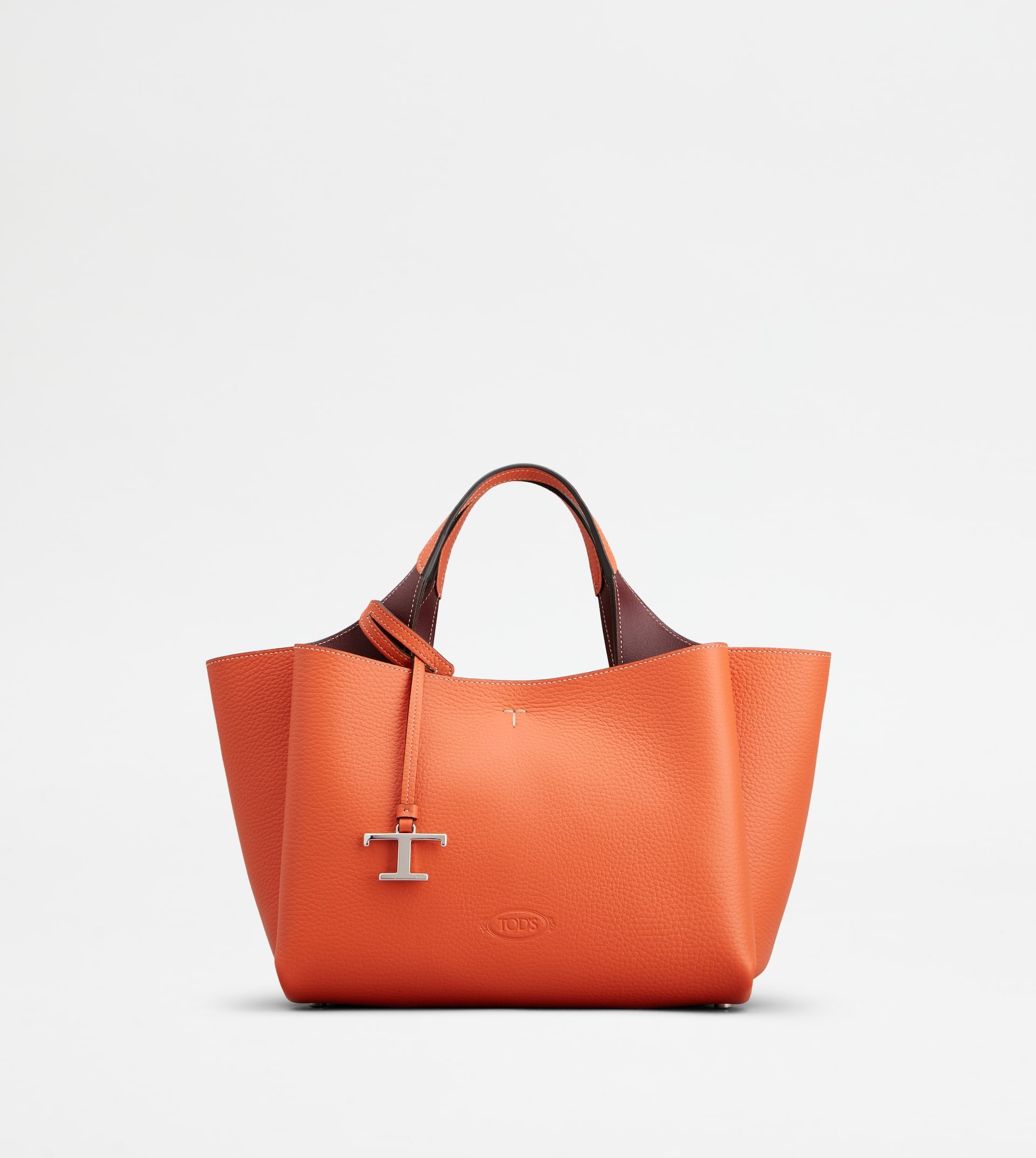 BAG IN LEATHER MINI - ORANGE, BURGUNDY - 1