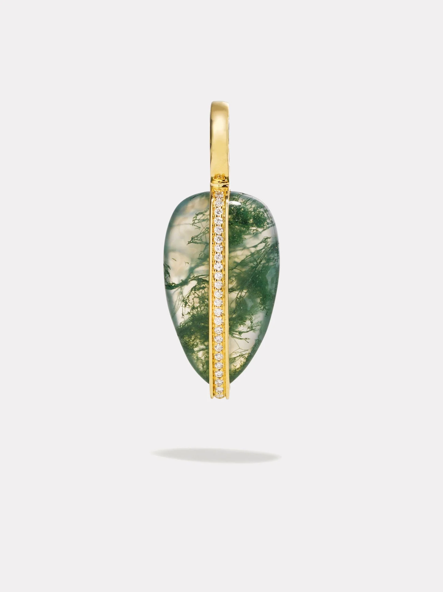Small Diamond Pebble Pendant | Moss Agate - 1