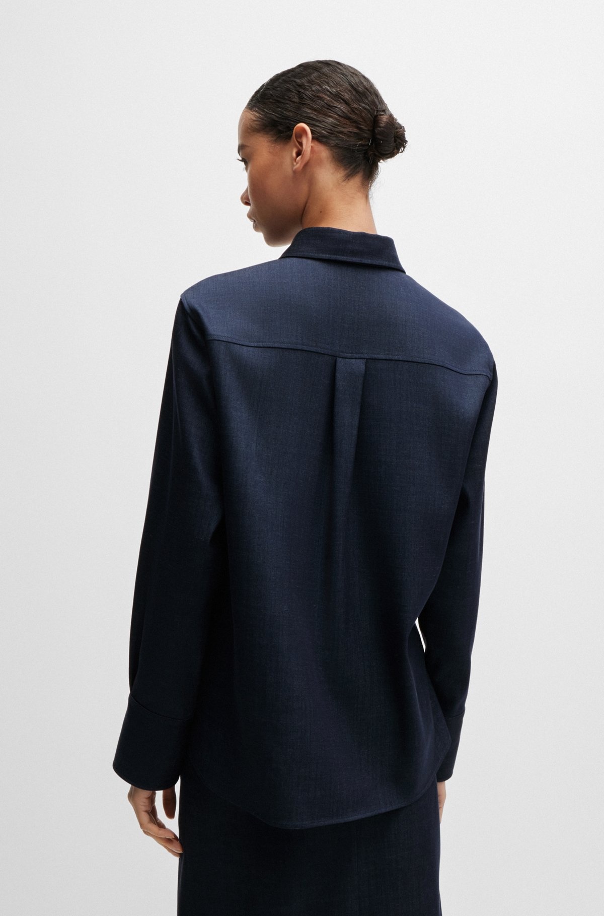REGULAR-FIT BLOUSE IN DENIM-EFFECT TWILL - 4