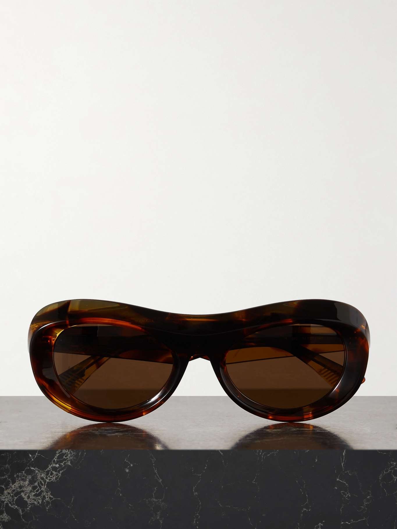 Round-frame tortoiseshell acetate sunglasses - 1