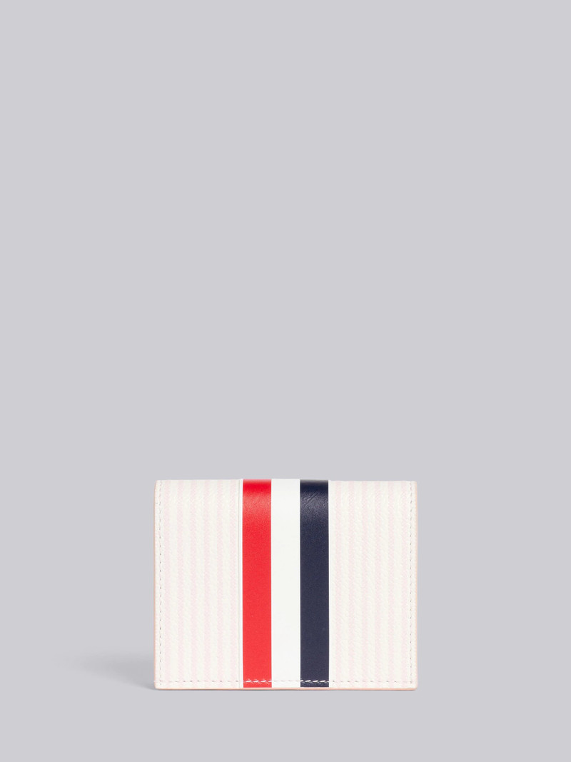 Light Pink Calf Leather Seersucker Small Double Card Holder 1