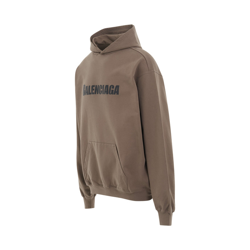 BALENCIAGA Destroyed Logo Hoodie in Taupe/Black outlook
