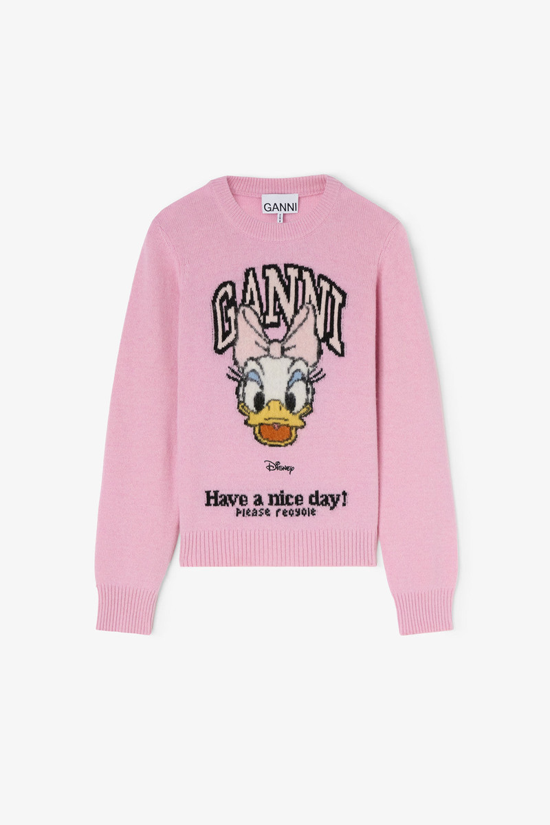 GANNI X DISNEY DAISY DUCK GRAPHIC WOOL SWEATER 1