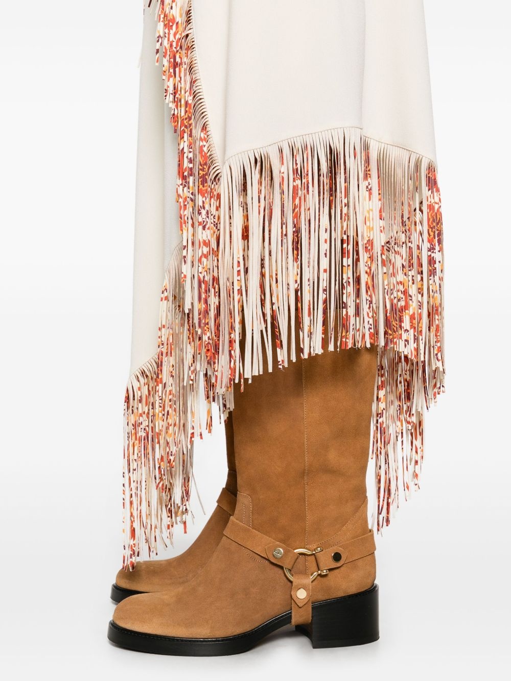 fringed asymmetric midi dress - 5