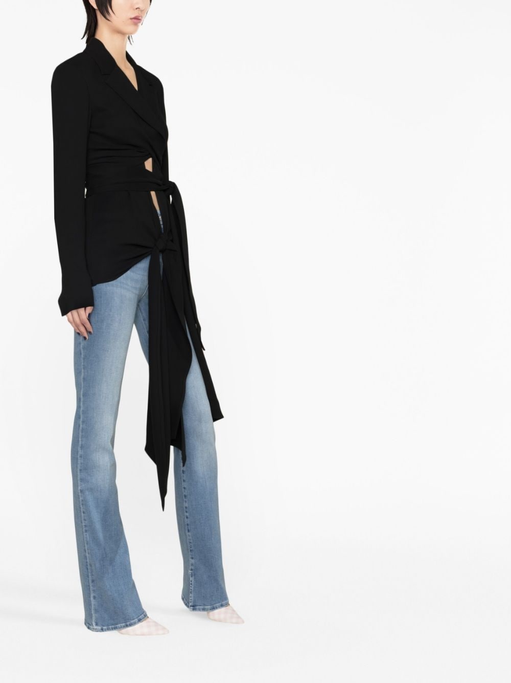 cut-out tie-detail jacket - 4