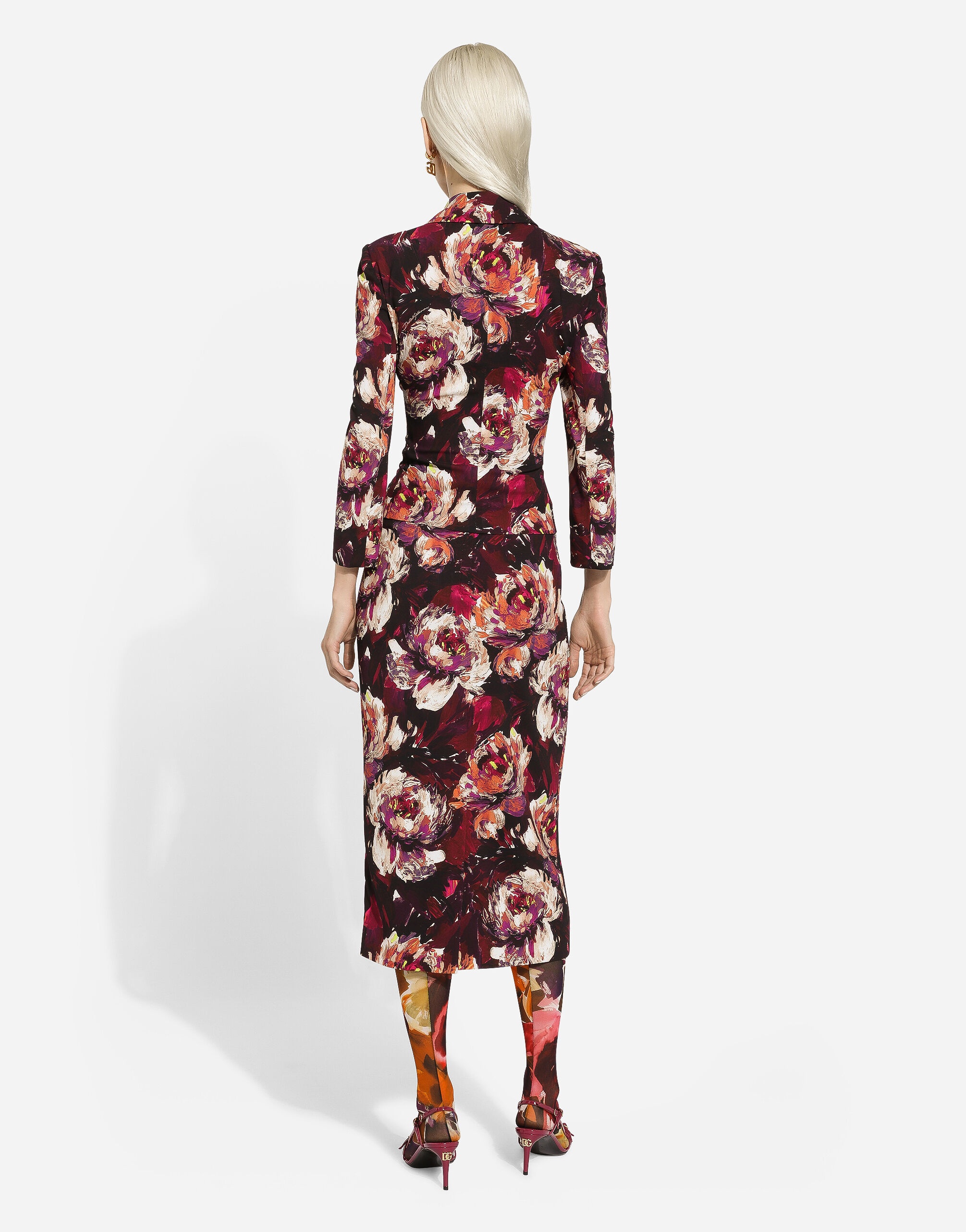 Short cady jacket with peony print - 3