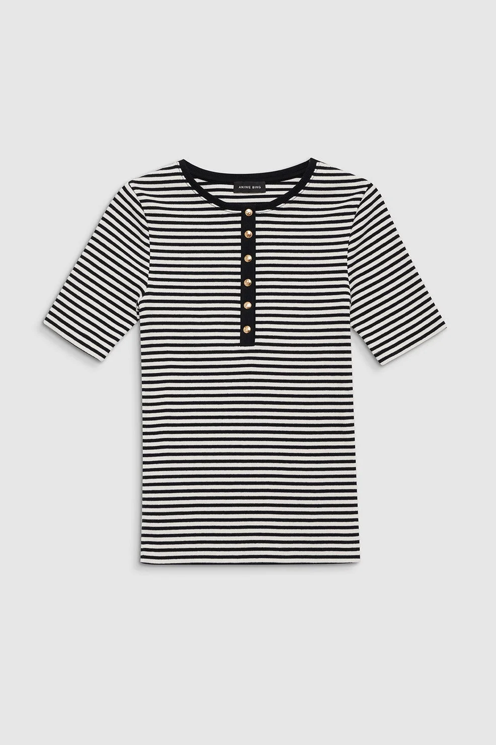 Alessia Tee - Cream And Black Stripe - 1