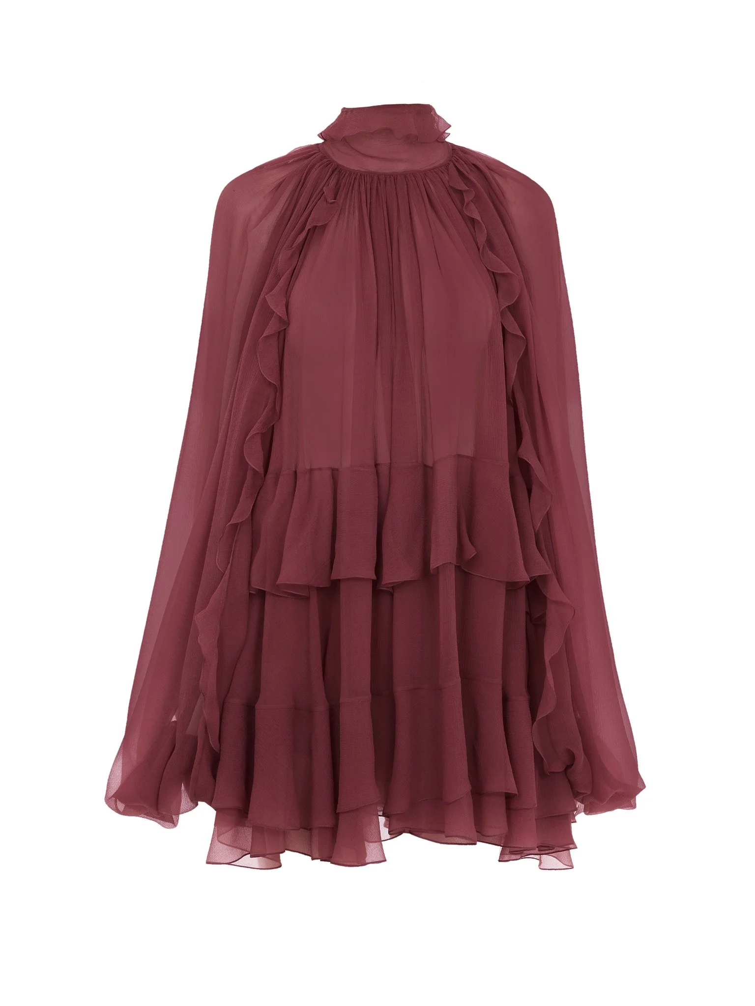 MINI CAPE DRESS IN SILK MOUSSELINE - 1