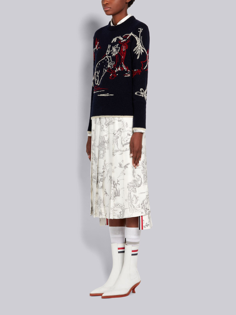 White Suede Brogued Wingtip Stripe 50mm Curved Heel Chelsea Boot 5