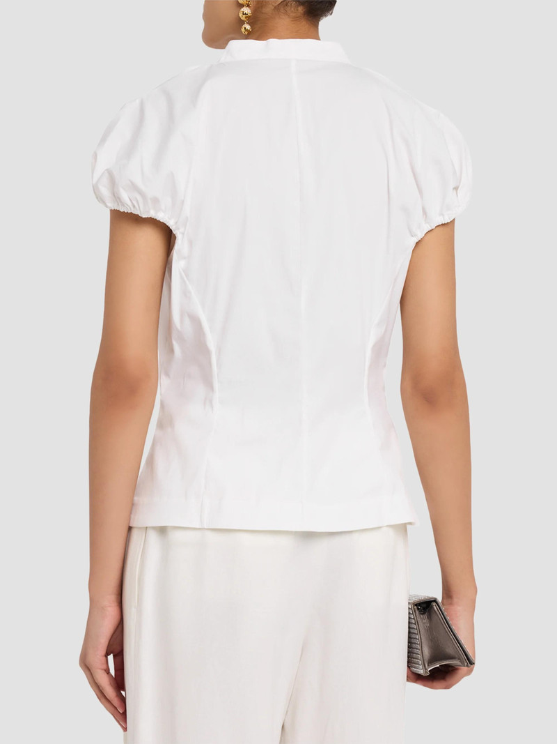Women's V-Neck Cotton Poplin Button-Down Shirt - White 3