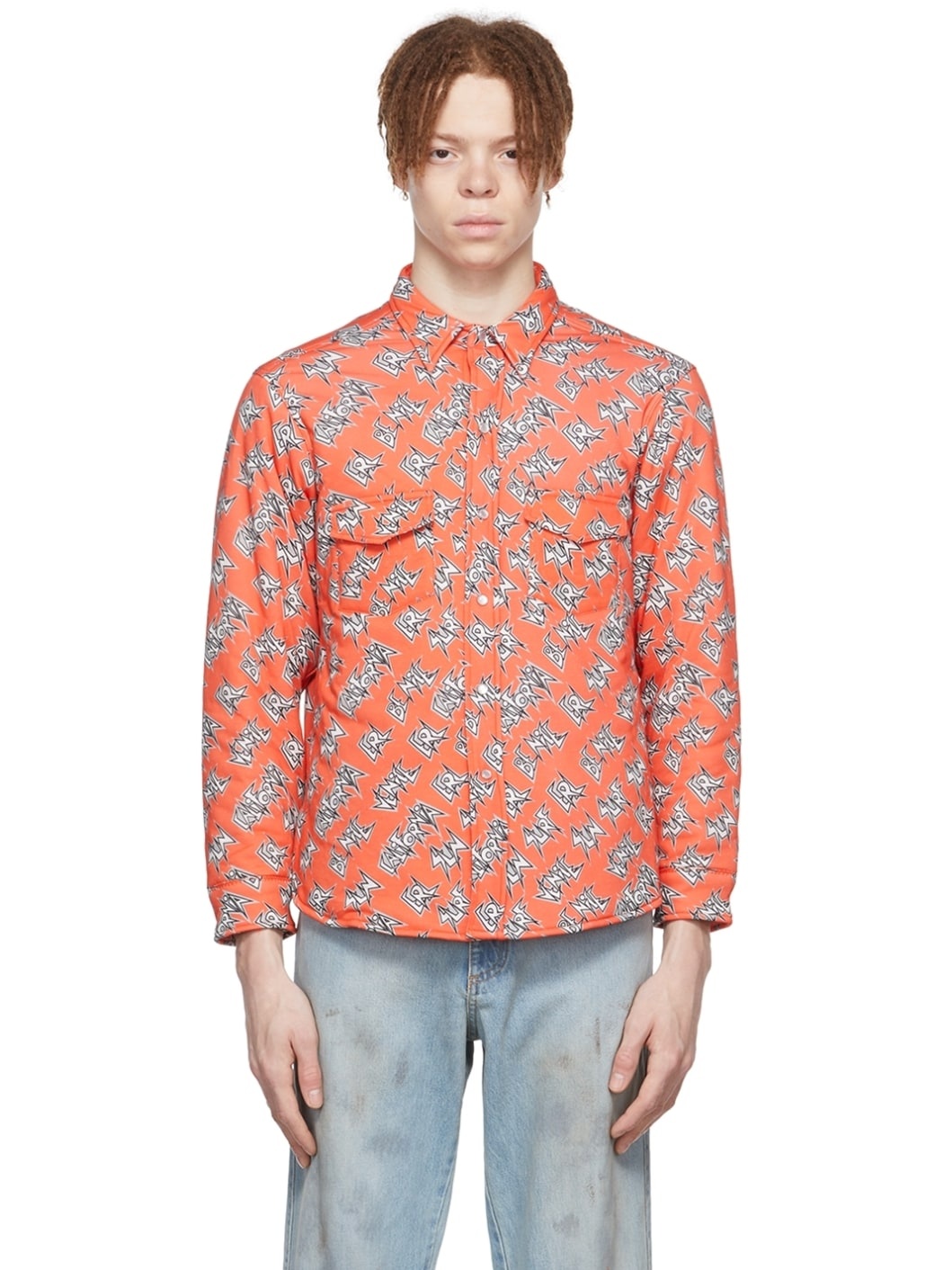 Orange Cotton Over Shirt - 1