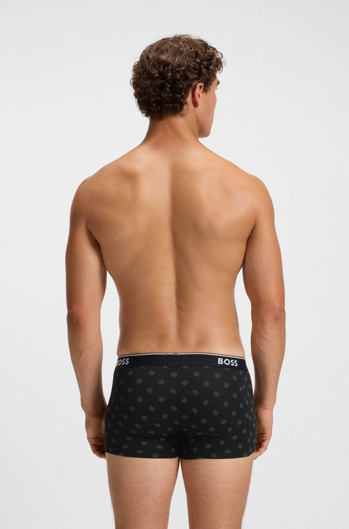 THREE-PACK OF STRETCH-COTTON TRUNKS WITH LOGO WAISTBAND - 3