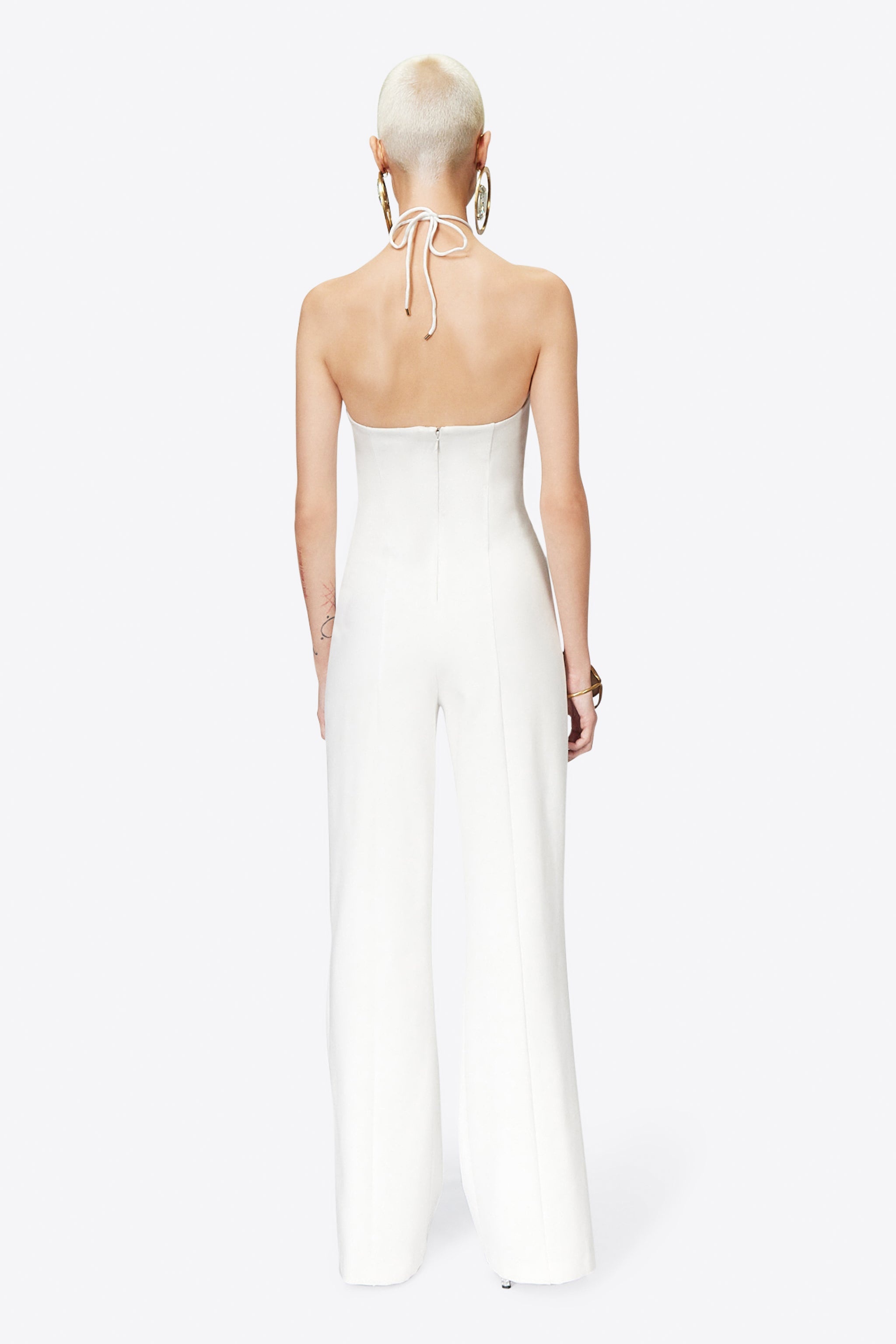 CRYSTAL EYELET HALTER JUMPSUIT - 5