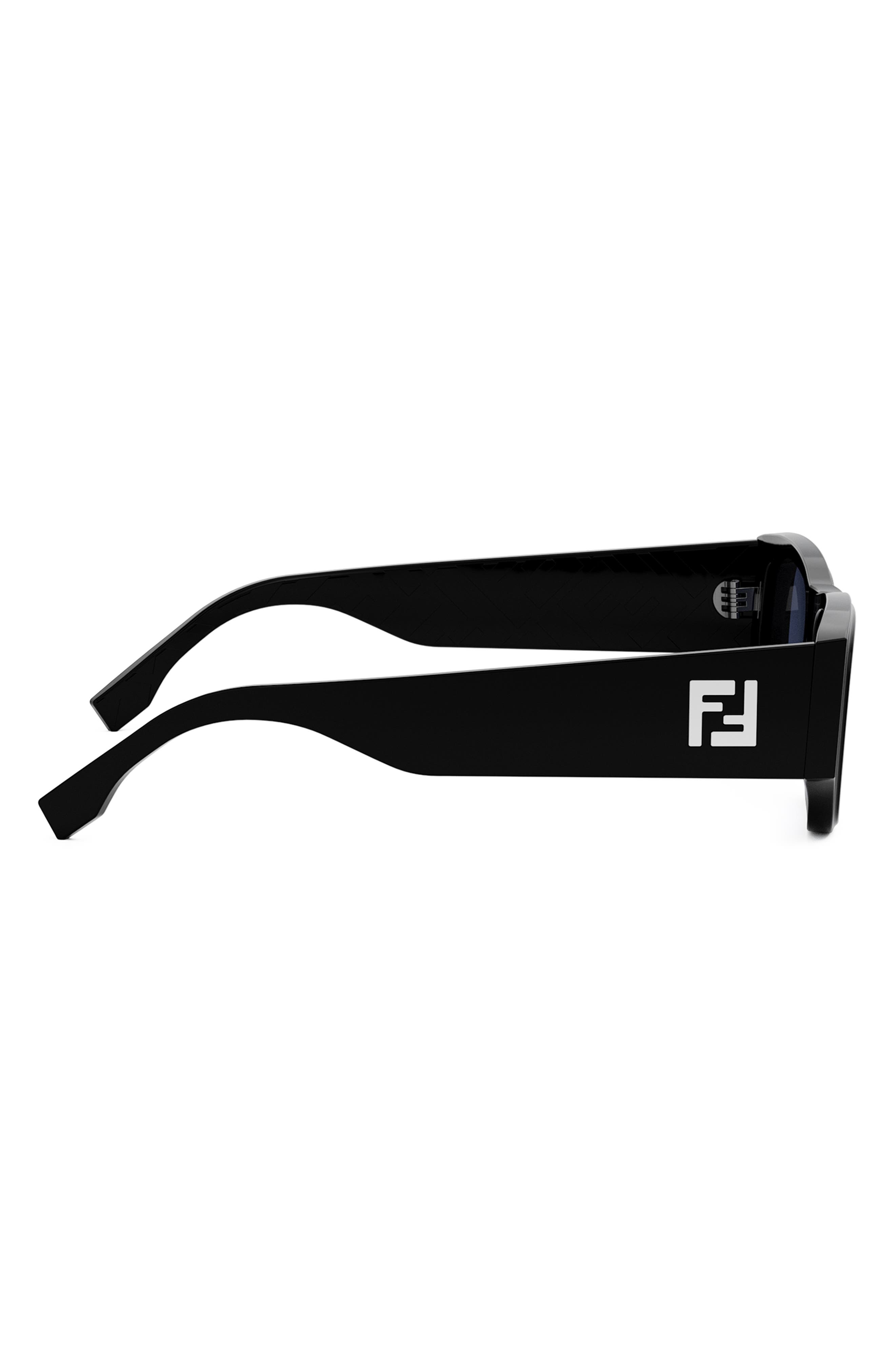 Fendi FF Squared 54mm Rectangular Sunglasses in Shiny Black /Blue at Nordstrom - 8