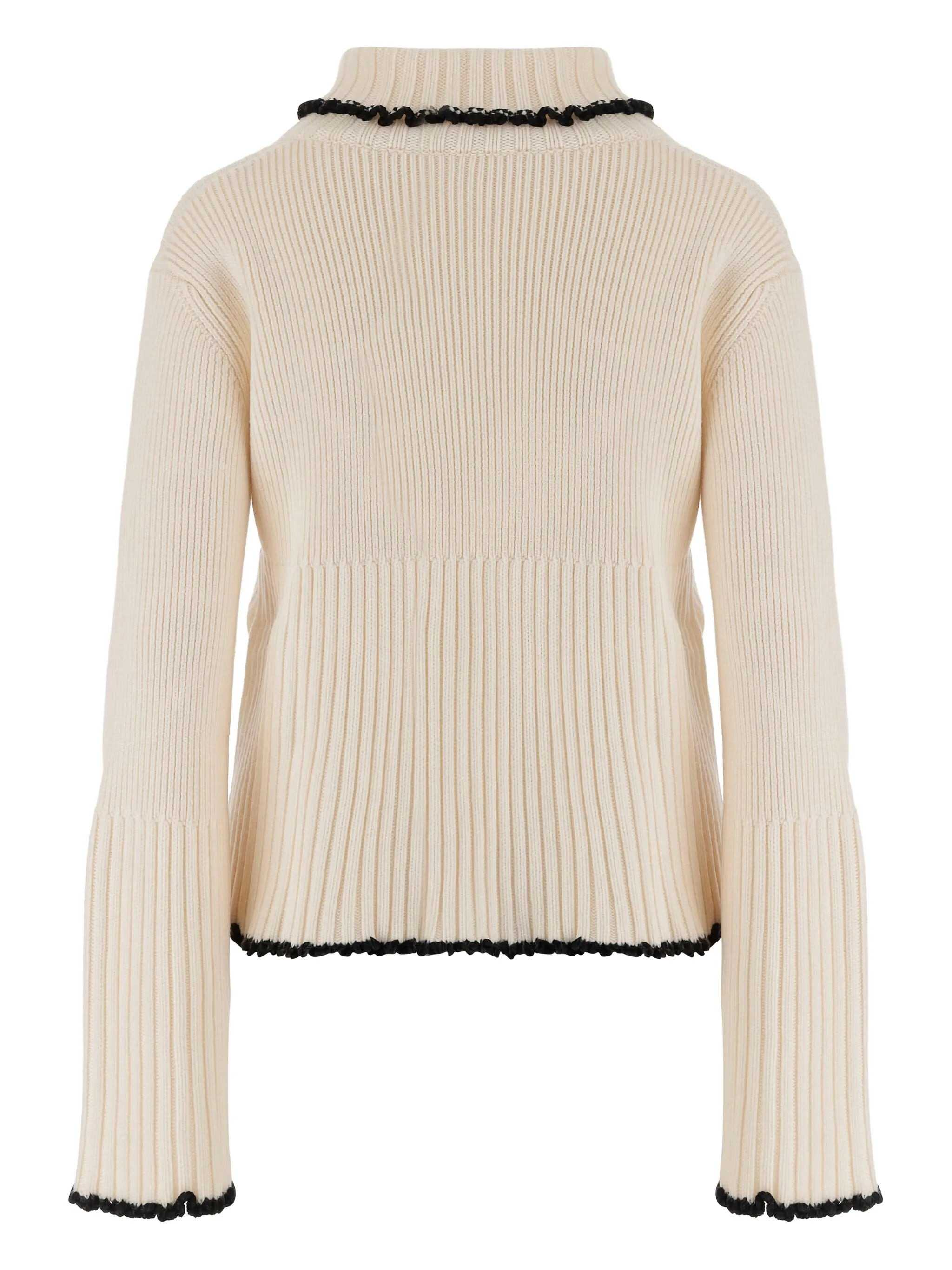 ribbed high-neck ruffled sweater - 3