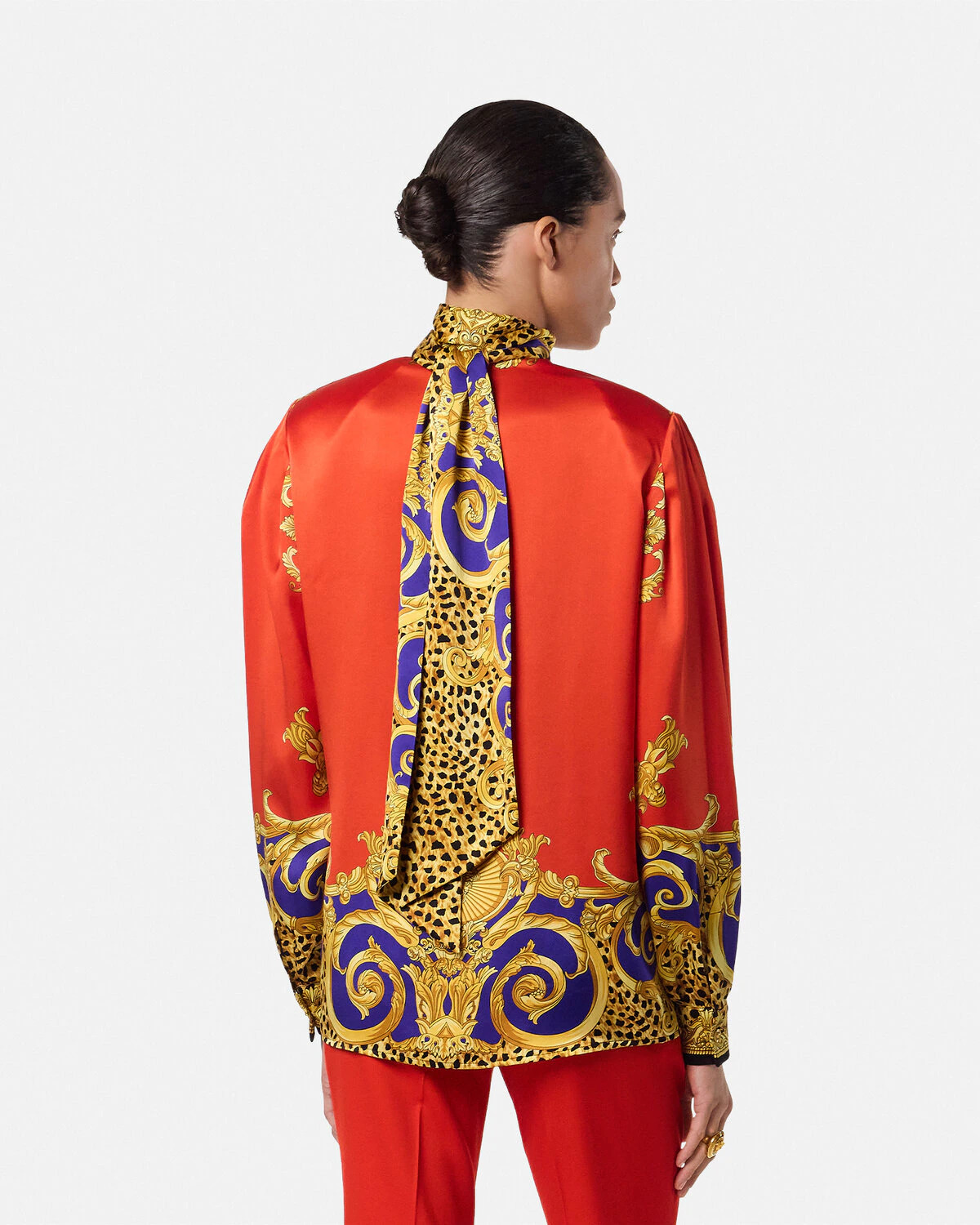 Cheetah Barocco Silk Lavallière Shirt - 5