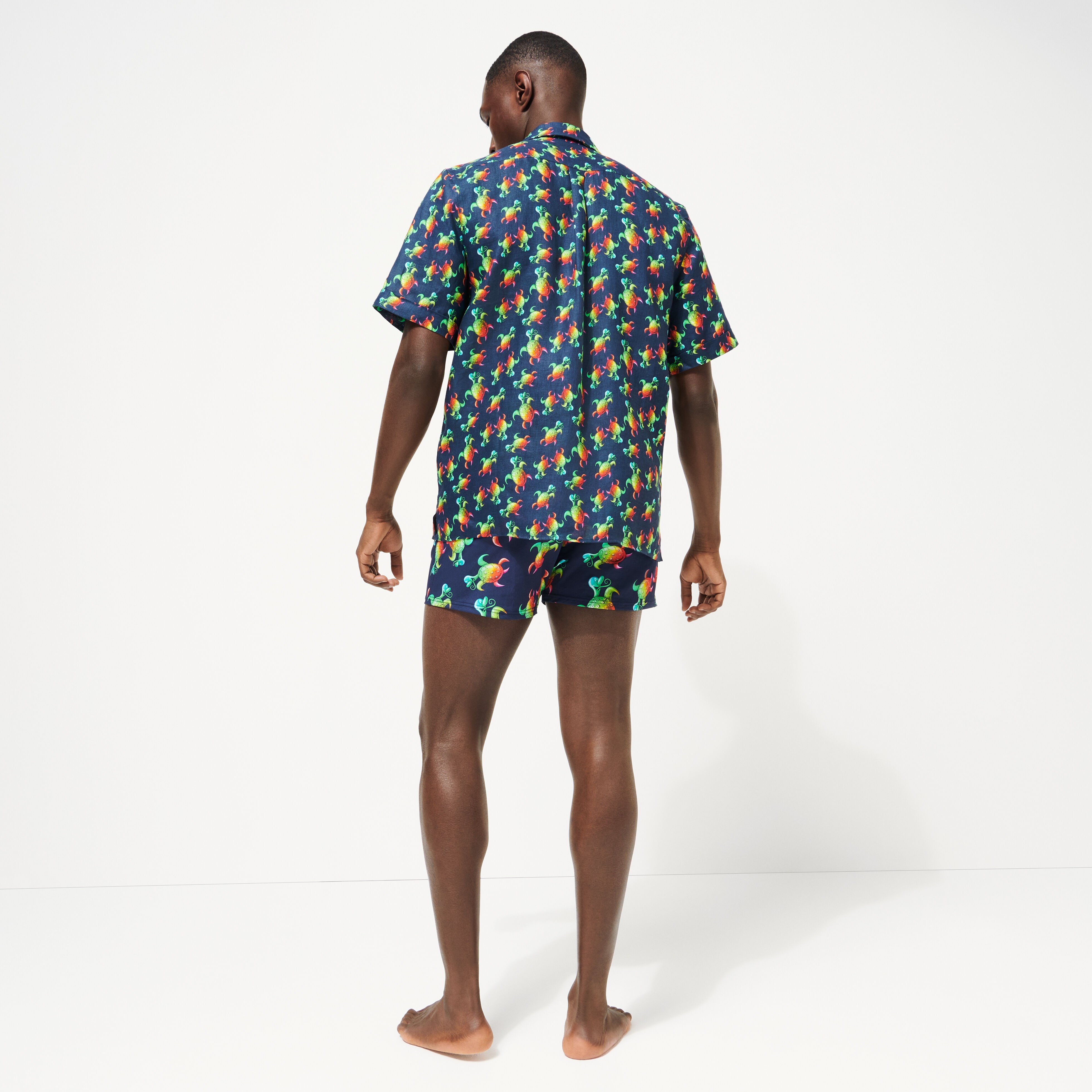 Men Linen Bowling Shirt Tortues Rainbow Multicolor - Vilebrequin x Kenny Scharf - 5
