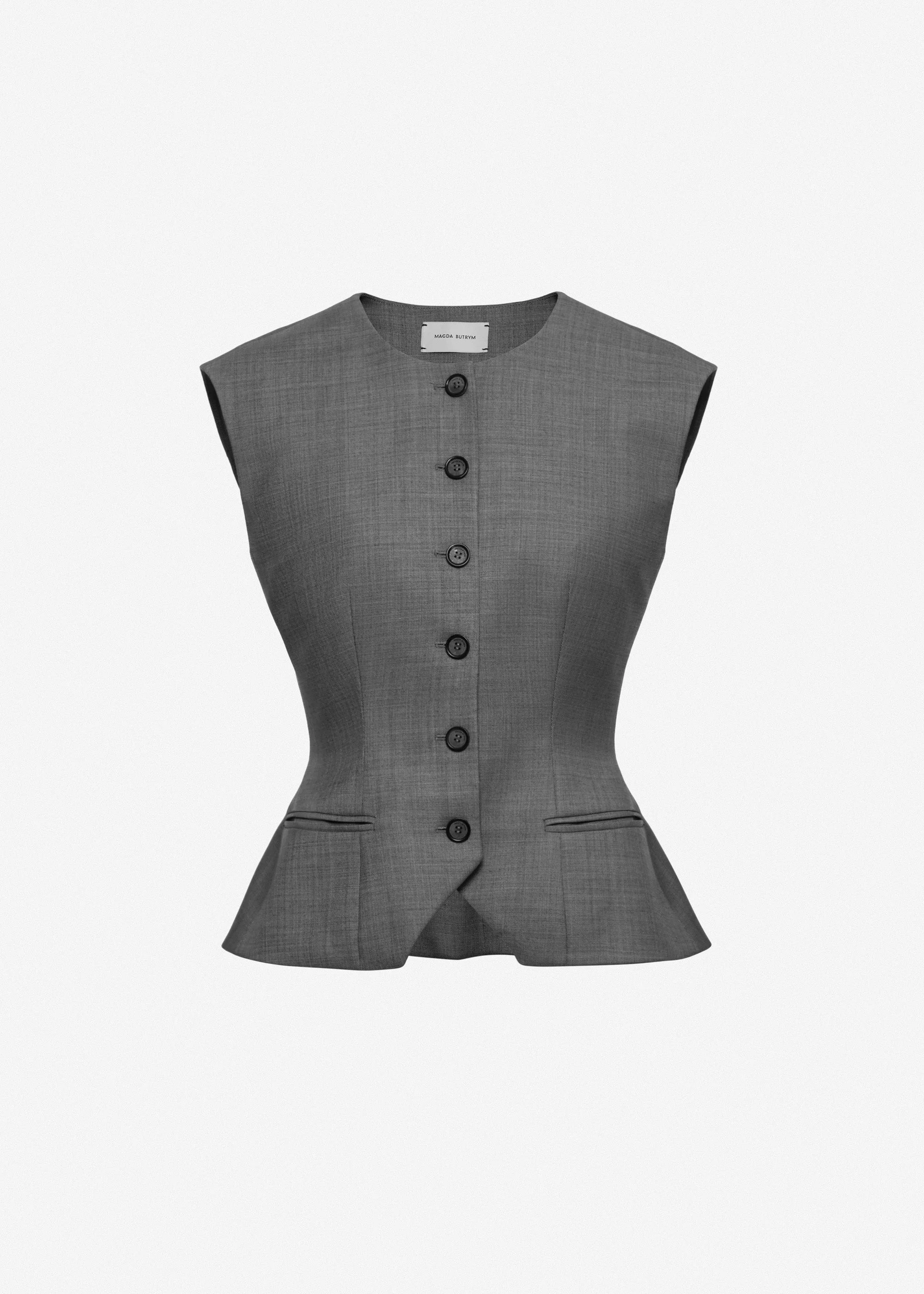 Tailored flared vest in grey - 1
