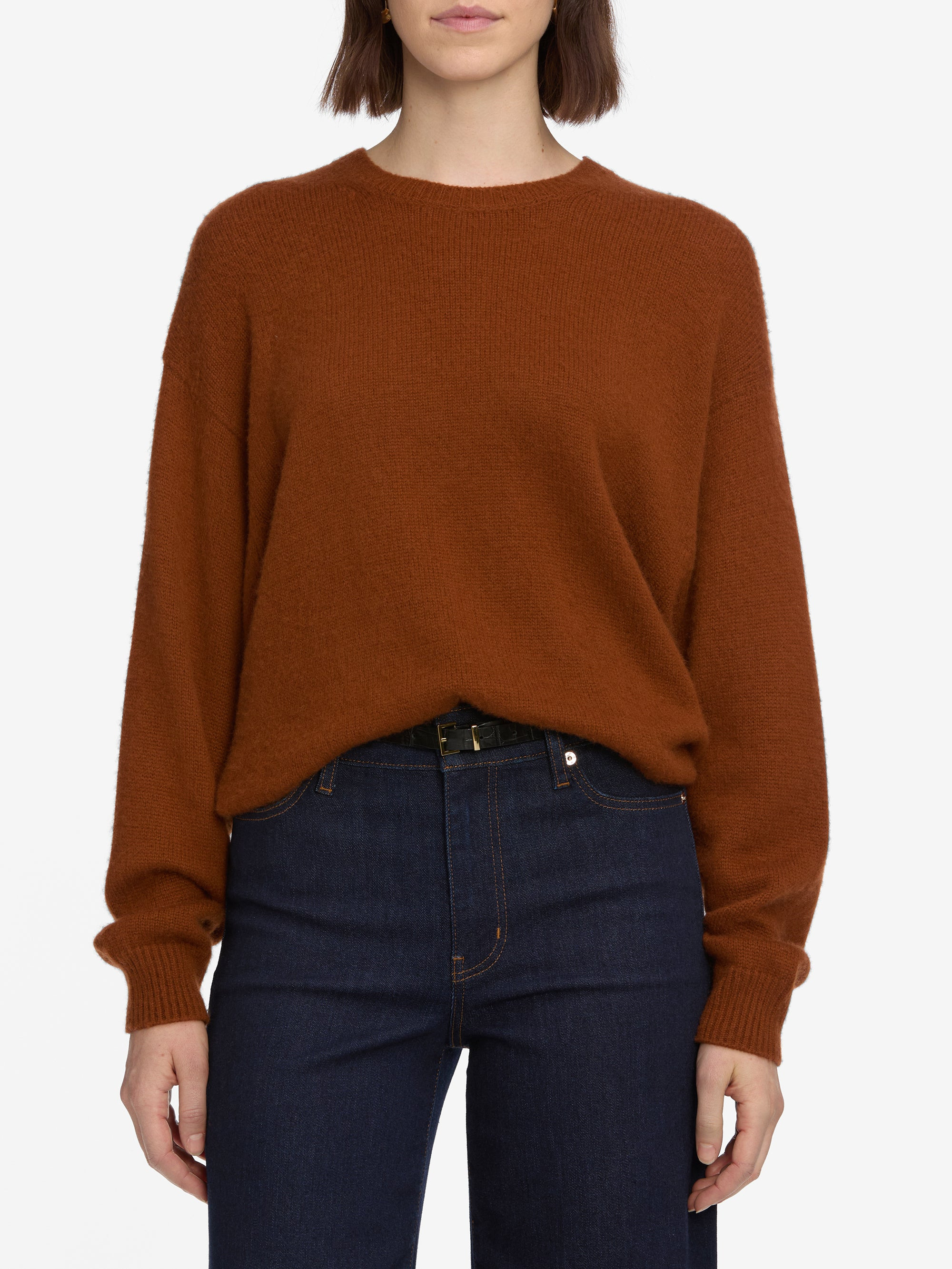 The Cashmere Brushed Sweater in Rust - 3
