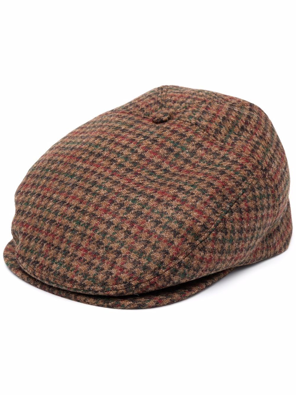 logo-embroidered houndstooth flat cap - 1