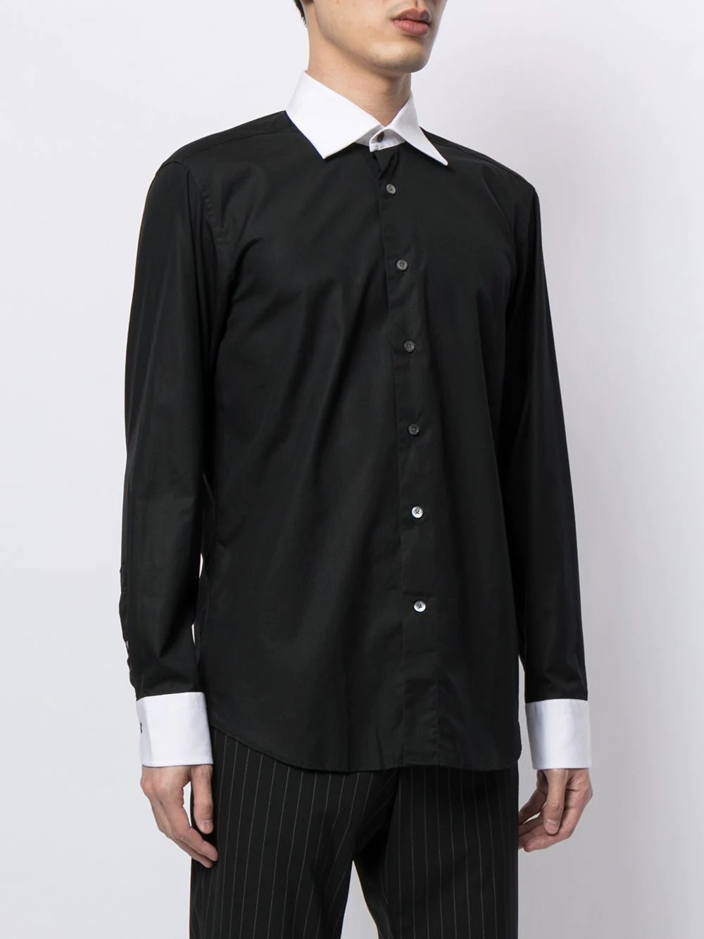 contrast-collar cotton shirt - 3