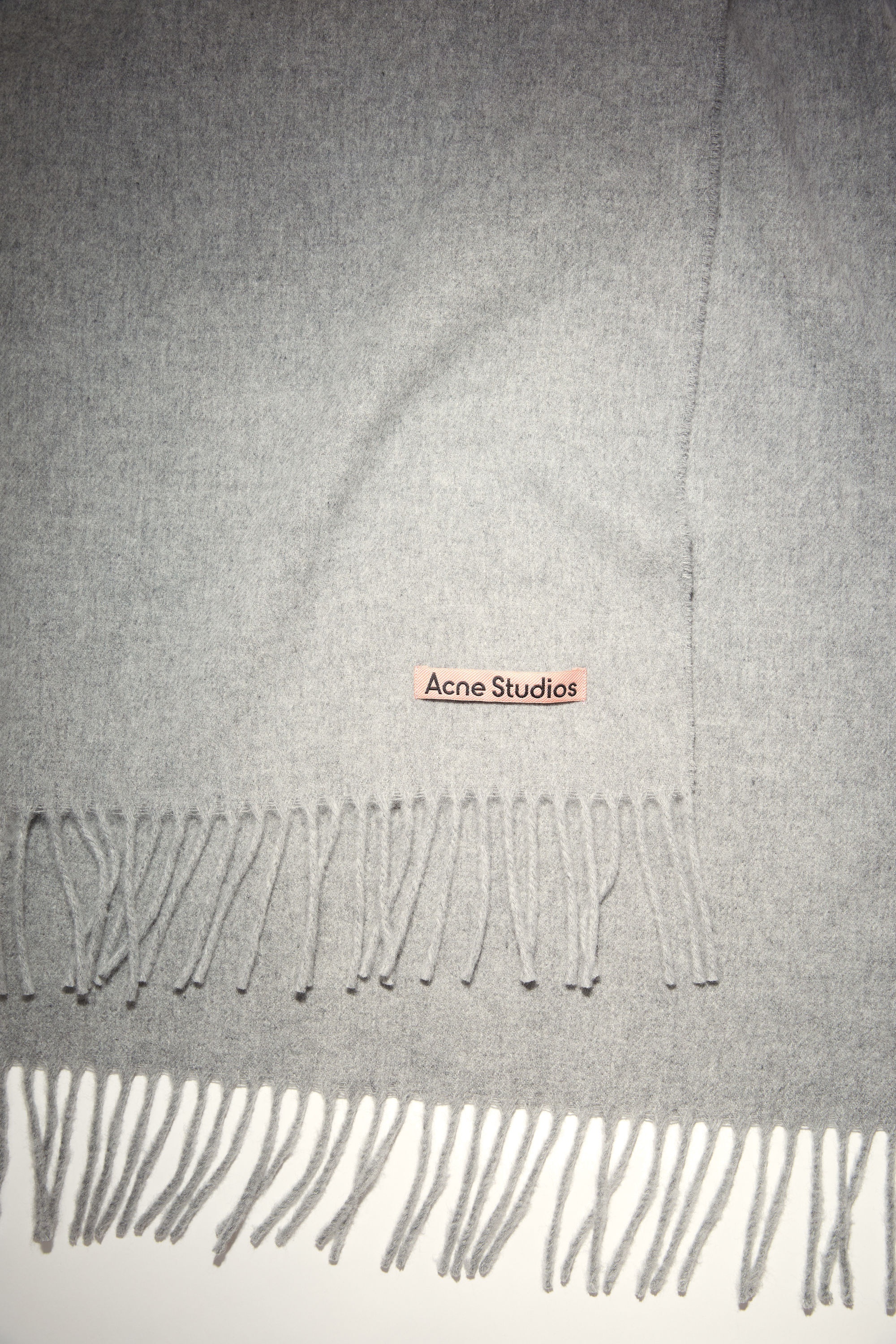 Fringe wool scarf - oversized - Light Grey Melange - 4