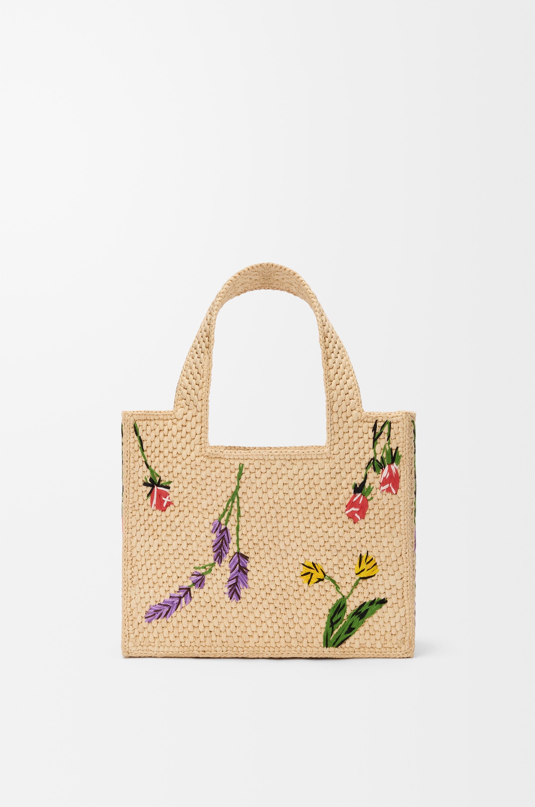 Small LOEWE Font tote in raffia - 6