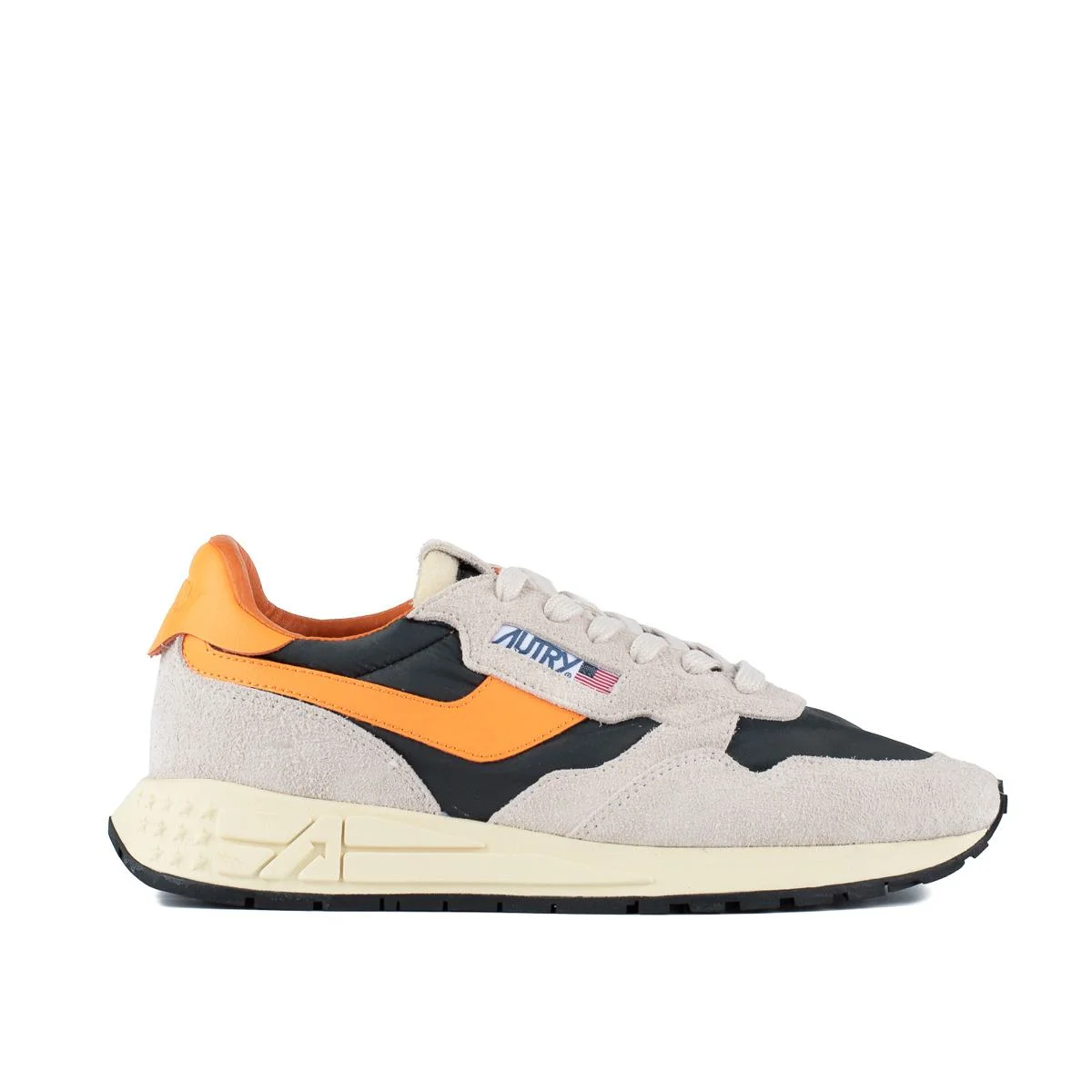 Autry White And Orange Suede And Nylon Reelwind Low Sneakers - 1