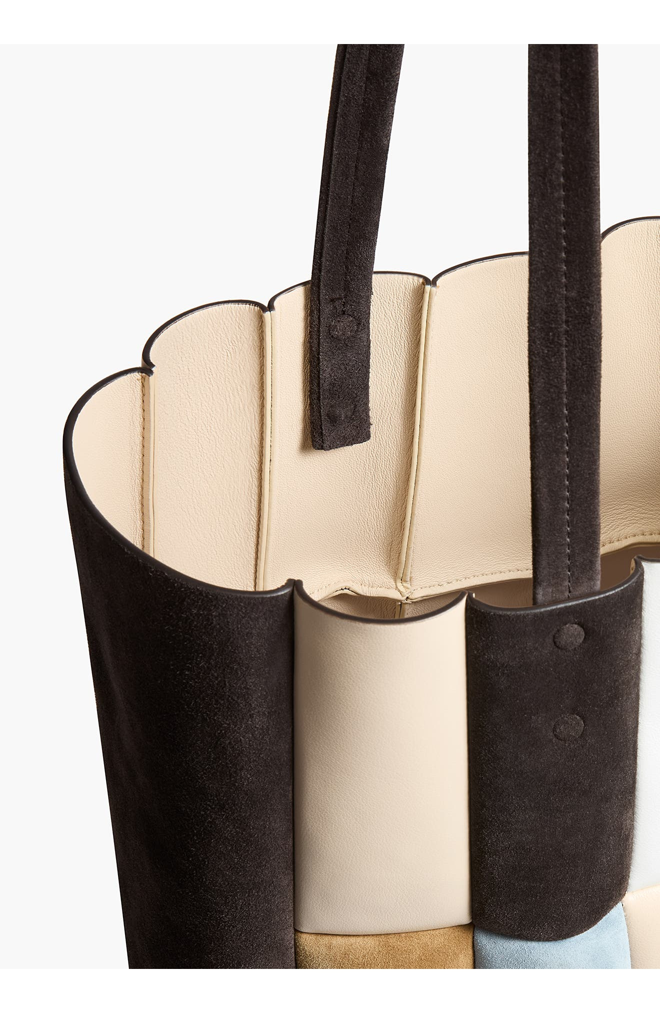 Khaite Zoe Patchwork Panel Suede & Leather Tote in Dark Brown Multi at Nordstrom - 4