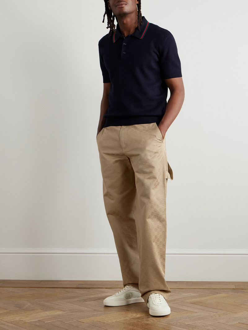 GUCCI Straight-Leg Cotton Trousers Beige outlook