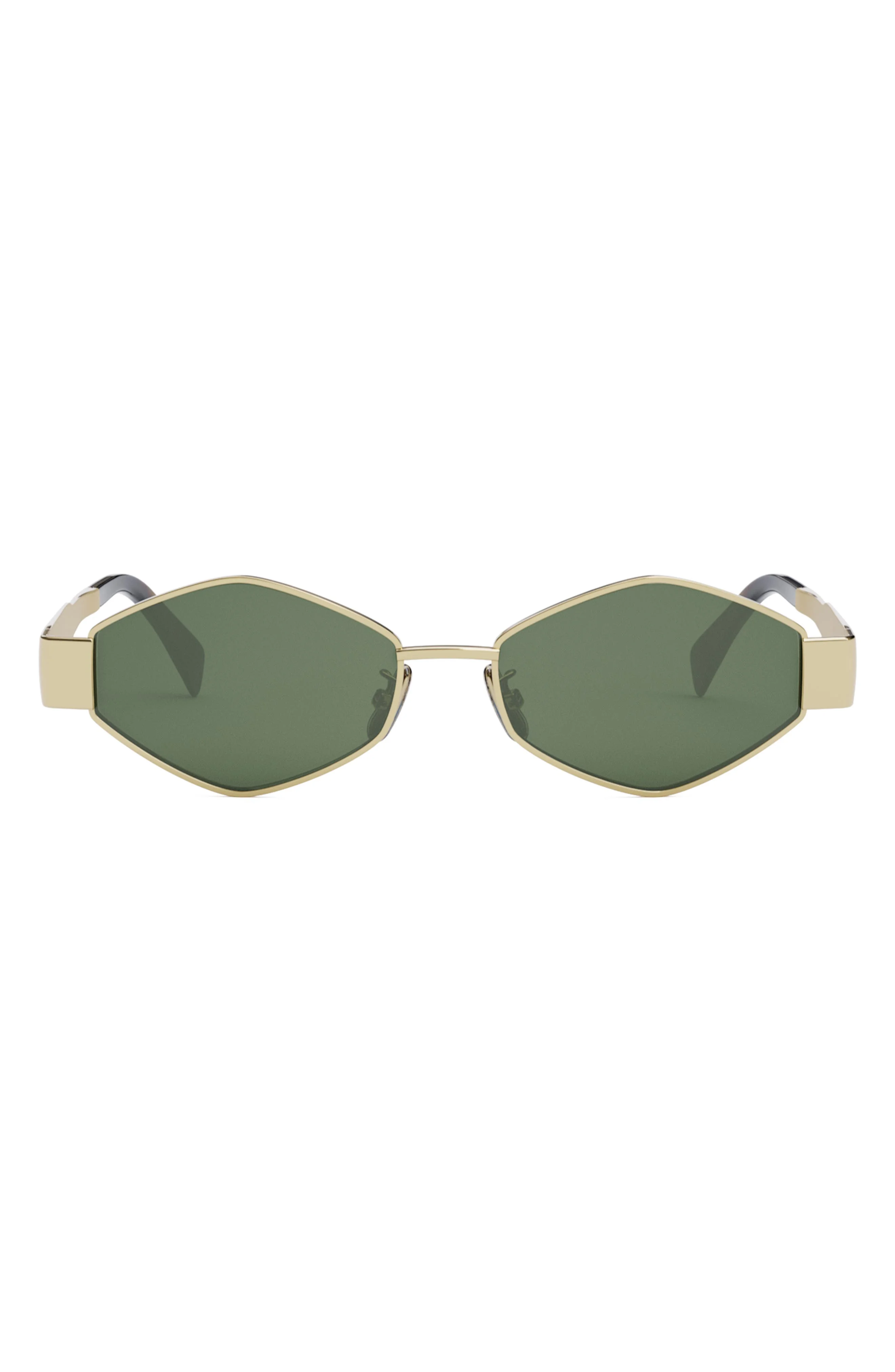CELINE Triomphe 54mm Geometric Sunglasses in Shiny Endura Gold /Green at Nordstrom - 1