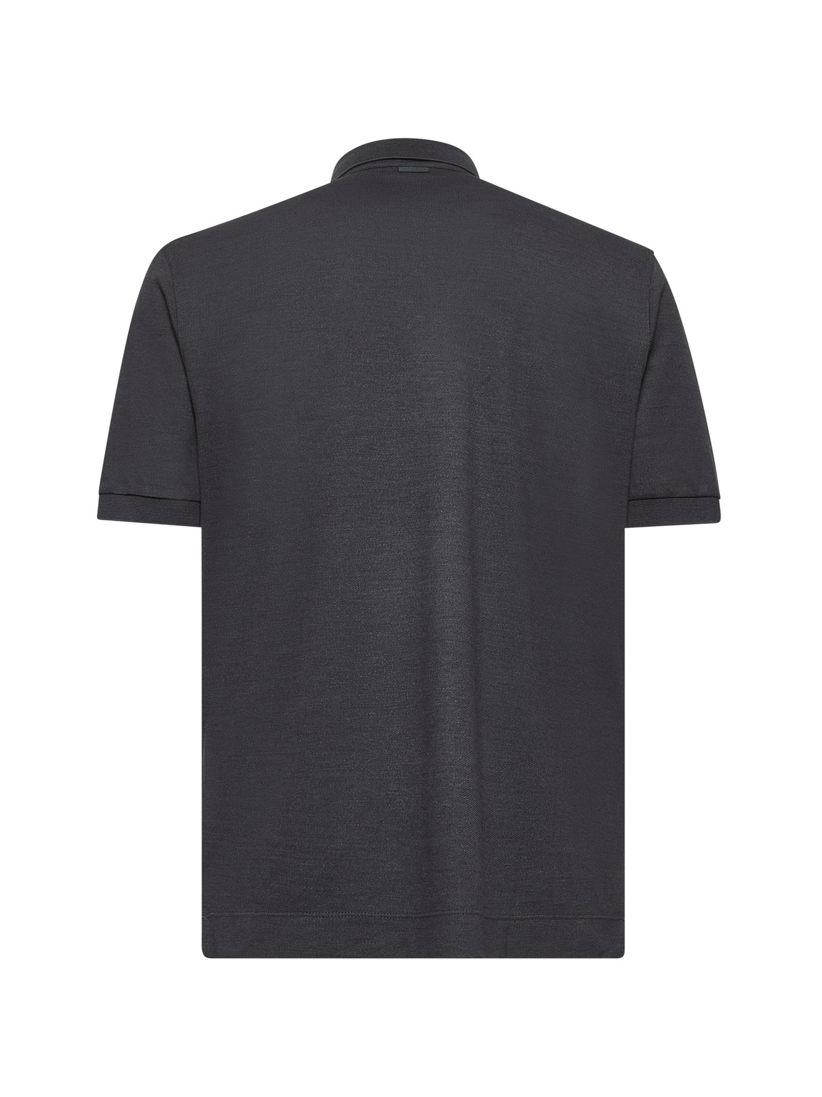 Zegna Men Grey Cotton And Silk Piquet Polo Shirt - 2