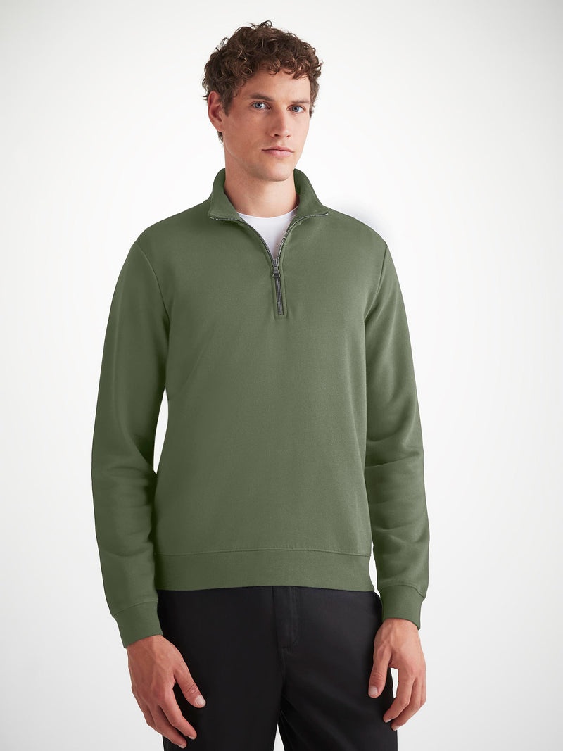 Men's Half-Zip Pullover Quinn Cotton Modal Soft Green - 1