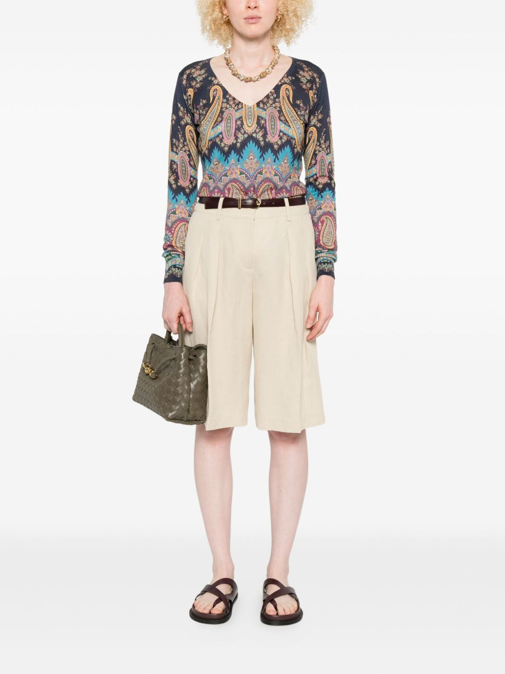 paisley-print V-neck sweater - 2