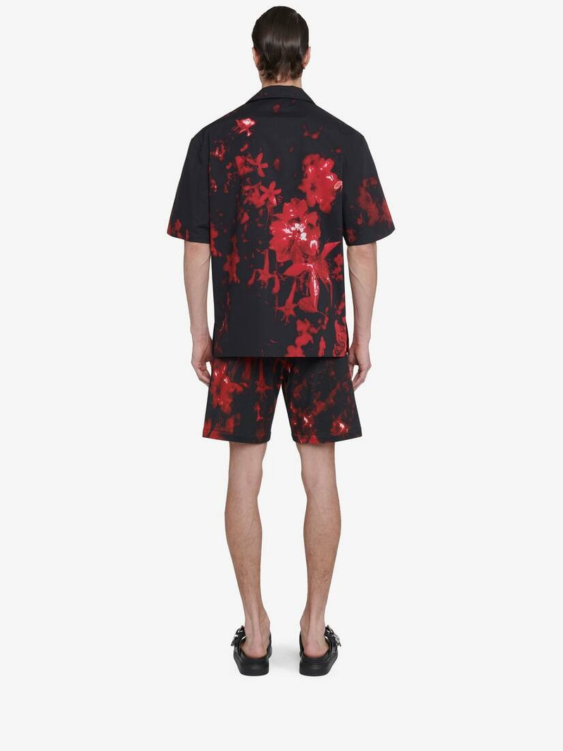 Men's Wax Flower Hawaiian Shirt in Black/red 5