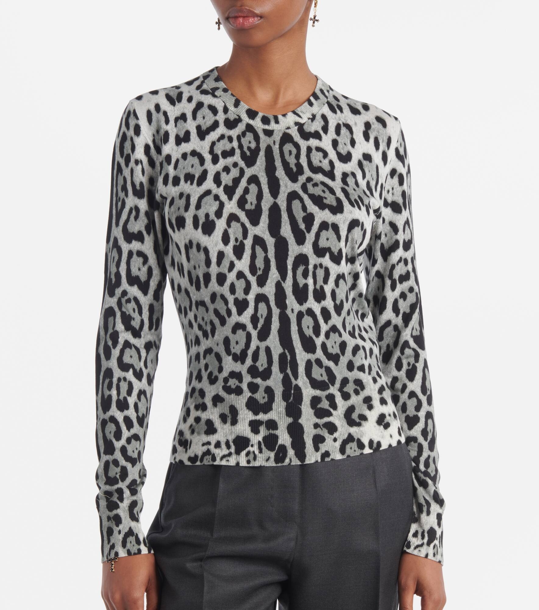 Animal-print silk sweater - 5