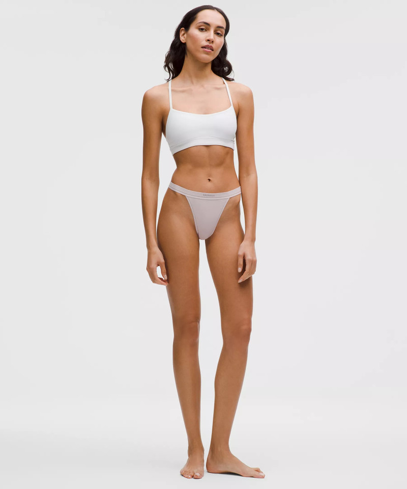 Stretch Cotton Ribbed Logo High-Rise Thong Underwear 4