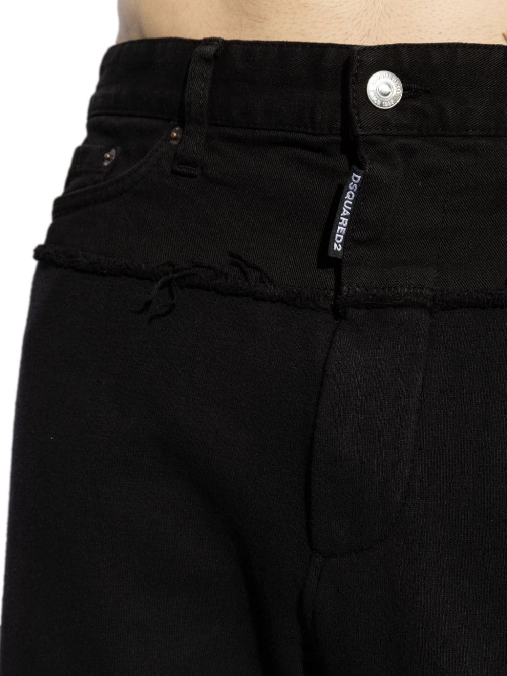 denim-panel cotton track pants - 5