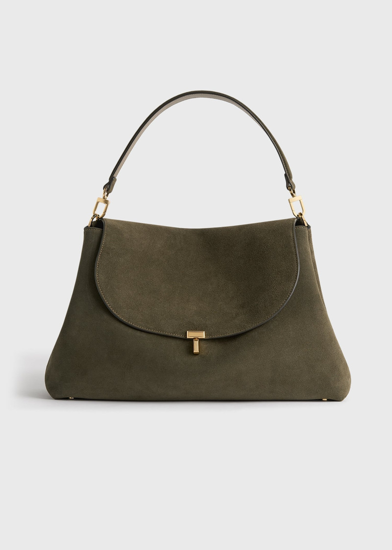 T-lock suede satchel dark taupe 8