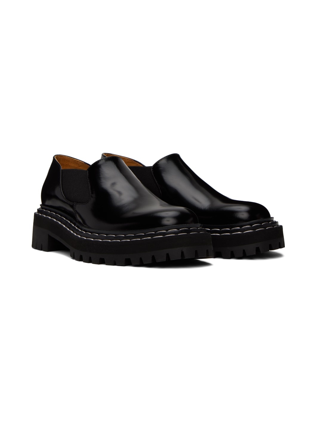 Black Lug Sole Loafers - 4