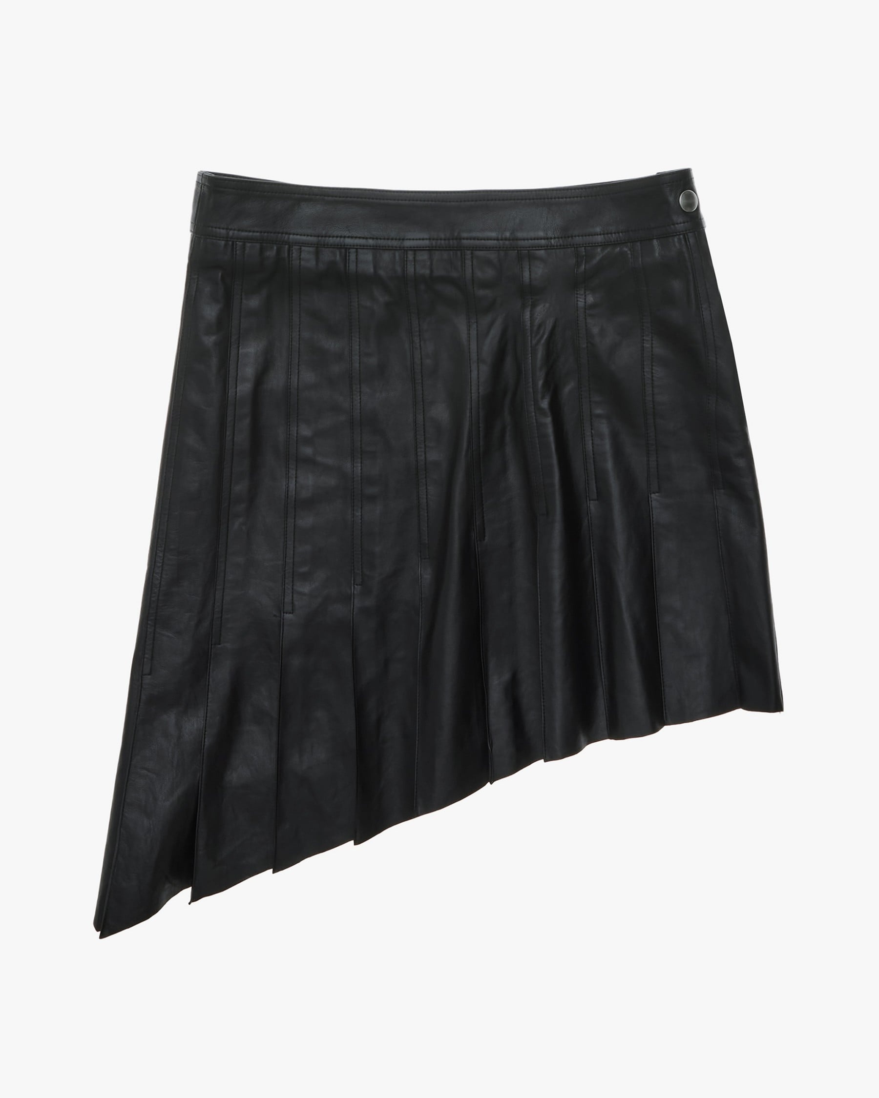 PLEATED ASYMMETRICAL LEATHER SKIRT - 1