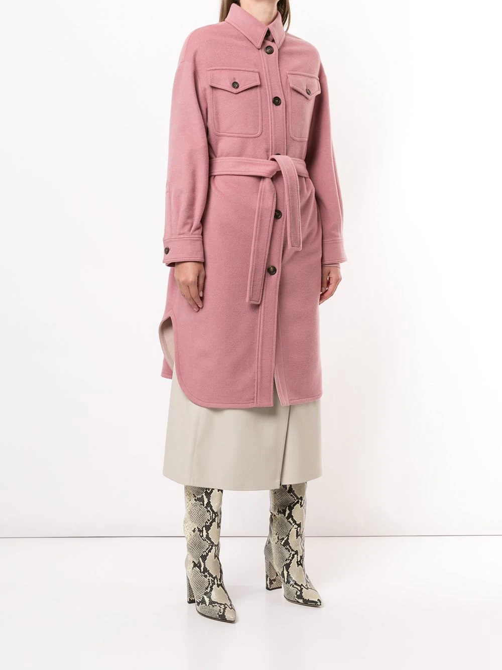 single-breasted felt midi coat - 3