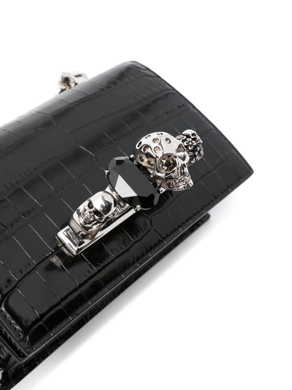 mini Jewelled crocodile-embossed satchel - 4