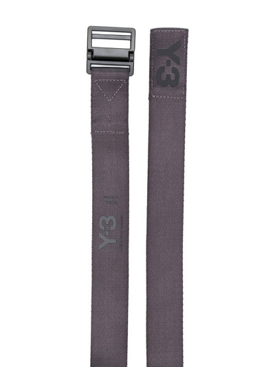 Y-3 logo-print buckled belt outlook