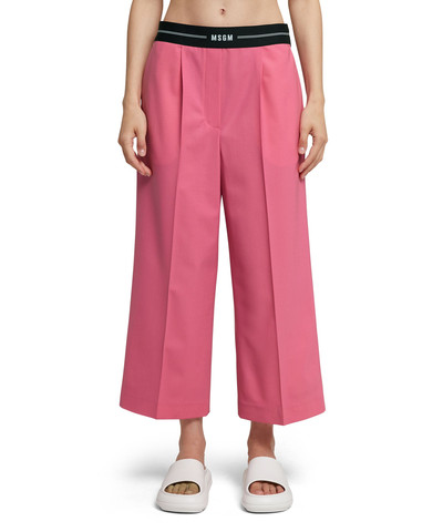 MSGM Fresh wool crop  pants with logoed elastic waistband outlook