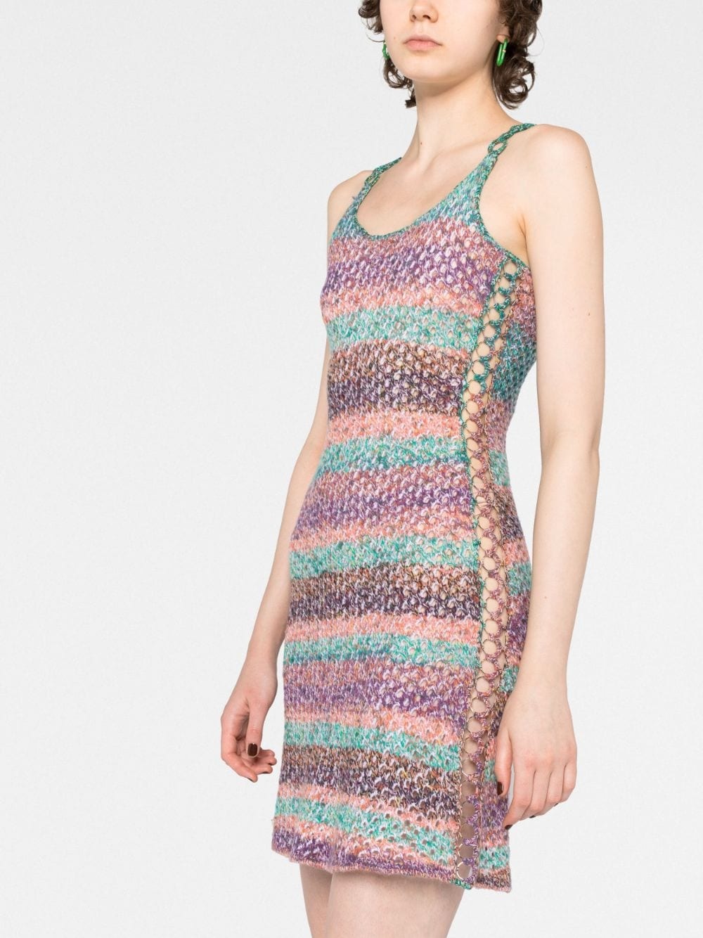 crochet-knit wool minidress - 4