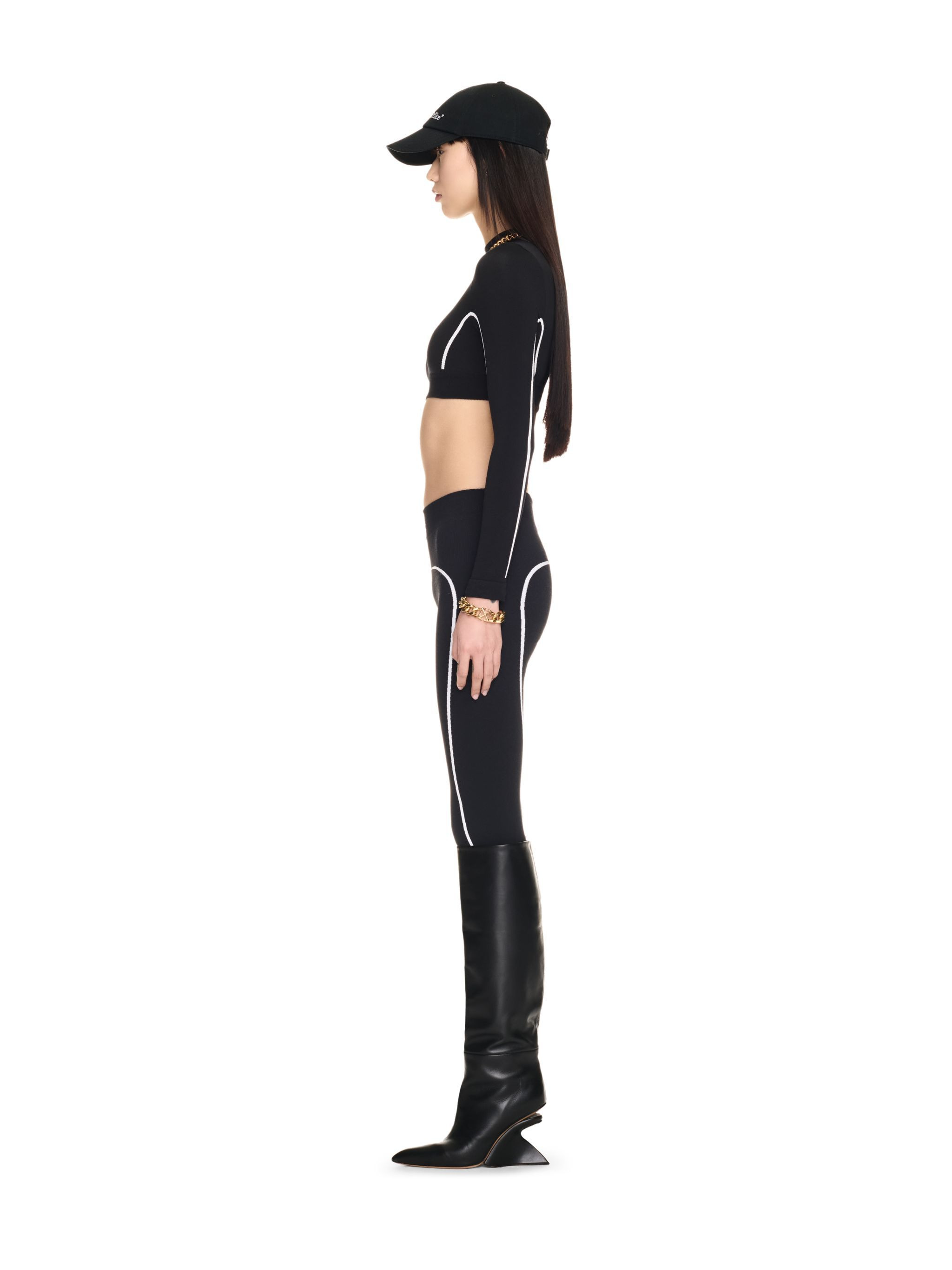 Black Stamp Seamless Crop Top - 3