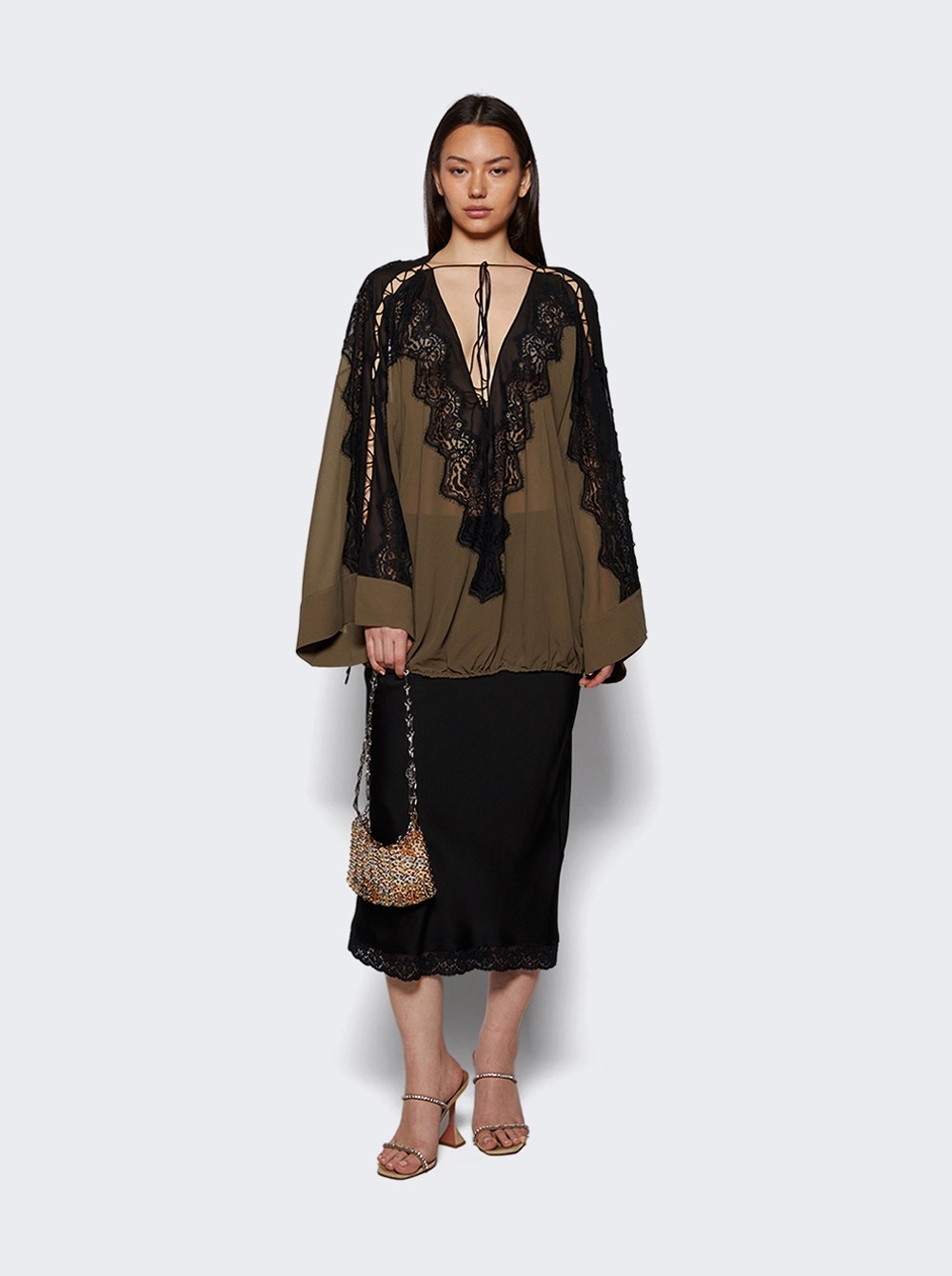 Verve Lace Blouse Eucalypt And Black - 5