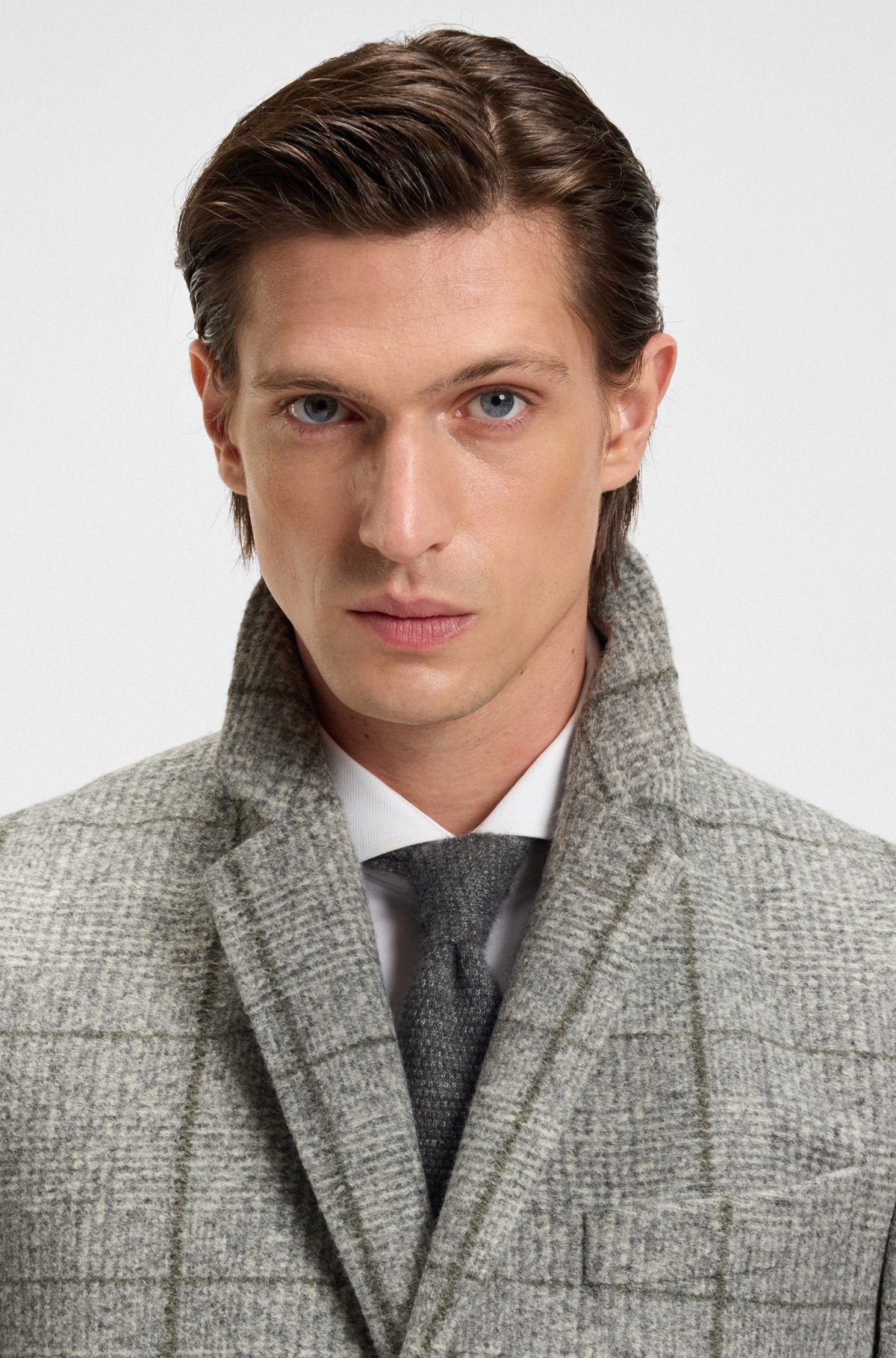 SLIM-FIT COAT WITH PLAIN CHECK - 3