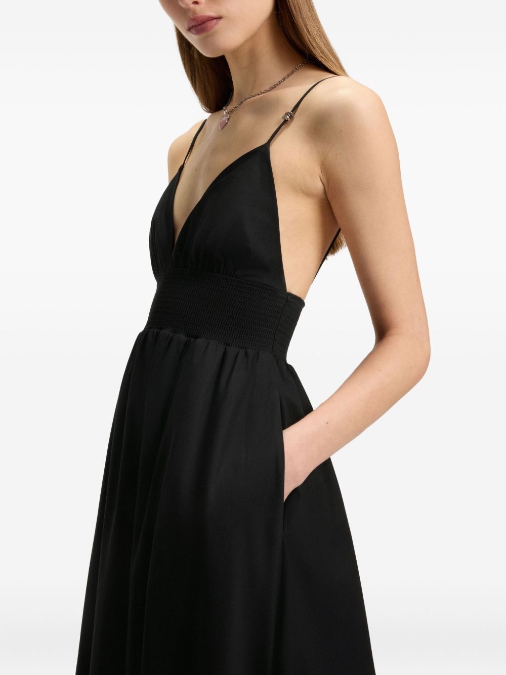 V-neck pleated maxi dress - 4